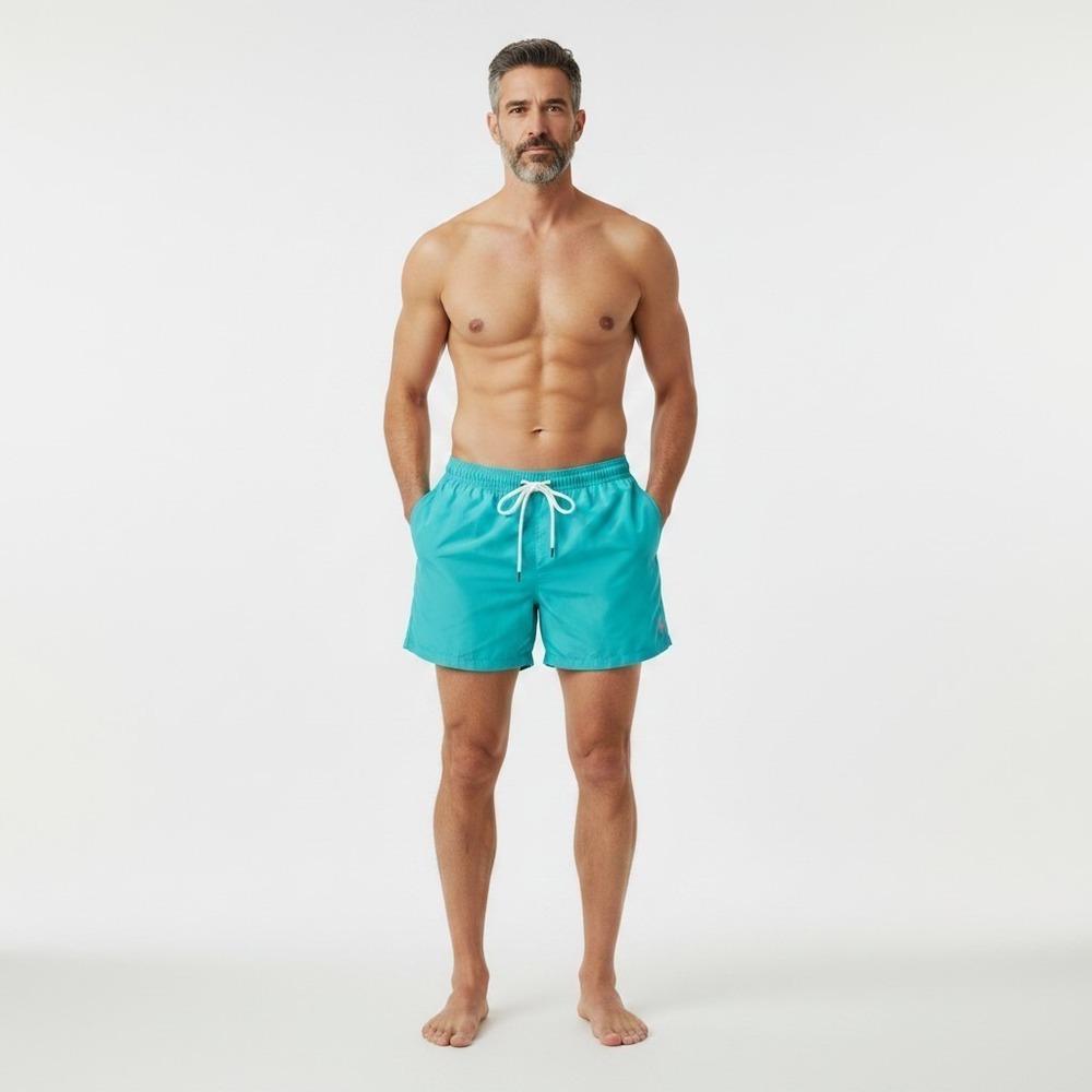 Polo Ralph Lauren Mens Turquoise Blue Pink Pony Swim Trunk Shorts preppy SZ L